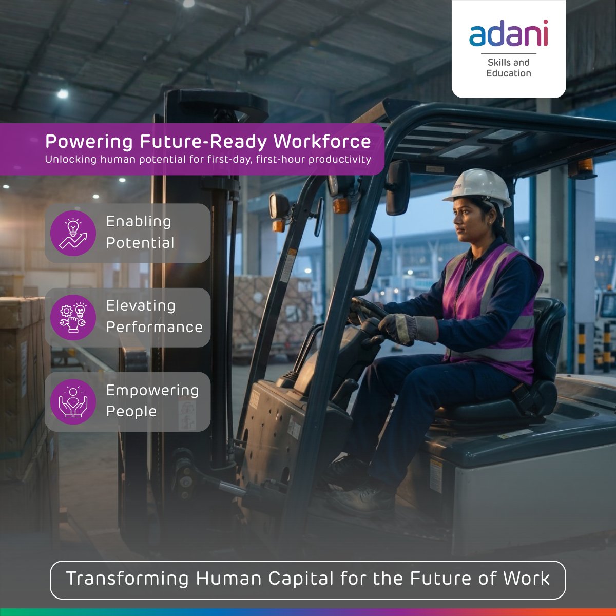 AdaniSkills's tweet photo. At ASE, we transform human capital into a future-ready workforce, building skills, unlocking potential for tomorrow’s growth.

#AdaniSkillsAndEducation https://t.co/UTmHaKyRxl