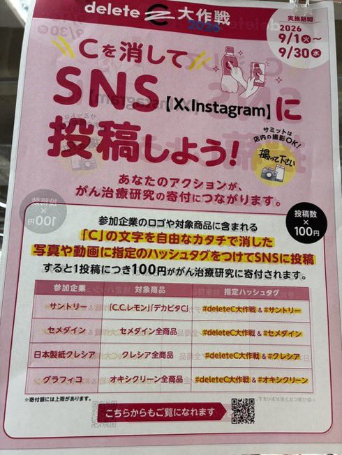 324summit's tweet photo. deleteC大作戦2026 🩷
あつまれ、想い🩷
みんなのアクションが、がん治療研究の寄付につながります❣️

1人では微力かもしれないけど、あつまって重なって広がれば🌱大きな力になる‼️

みんなの力でがんを治せる病気にする
プロジェクト✨

#deleteC大作戦 https://t.co/MLYfwt3p1f