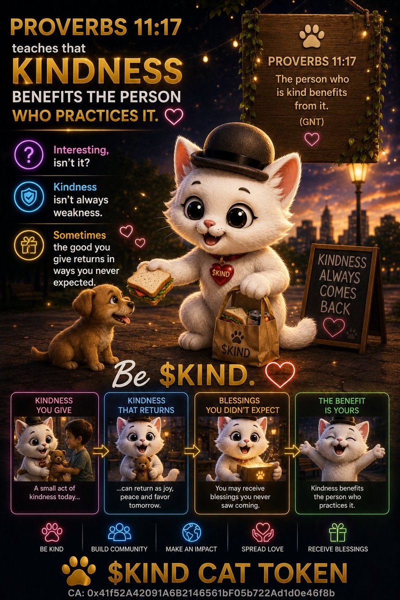 WilsonUgobest's tweet photo. BE $KIND TO YOURSELF 

BE $KIND TO OTHERS 

BE $KIND TO YOUR PURPOSE 

BE $KIND TO YOUR MISSION 

BE $KIND TO YOUR FUTURE.

$KIND | $KIND CAT TOKEN 

CA: 0x41f52A42091A6B2146561bF05b722Ad1d0e46f8b https://t.co/wCfNSCbEkJ