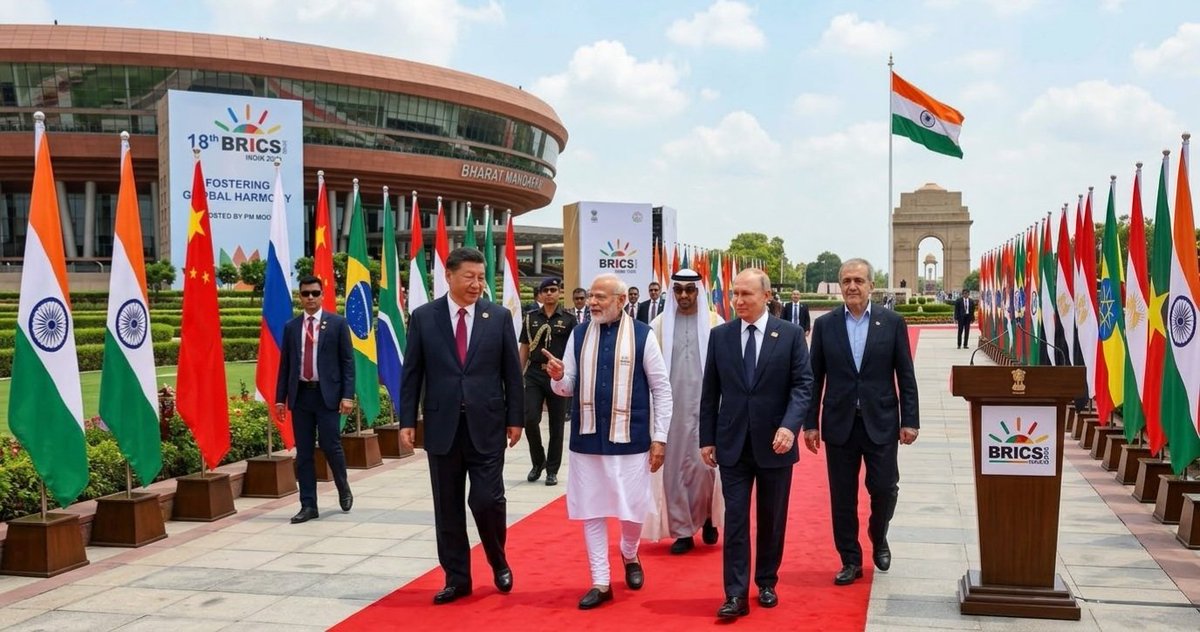 LoganWestvyjs's tweet photo. The current #BRICS  Summit in India.

The three most geopolitically significant leaders.
Narendra Modi 🇮🇳 ,Xi Jinping 🇨🇳  Vladimir Putin 🇷🇺.

All major including Iranian President Masood Pezshkin on Indian soil.

•Pm.Modi's diplomatic achievement.

•Xi Jin Ping's  first visit to India in seven years.
•M Bin Zayed Al- Nahyan(UAE)
▪︎PUTIN .