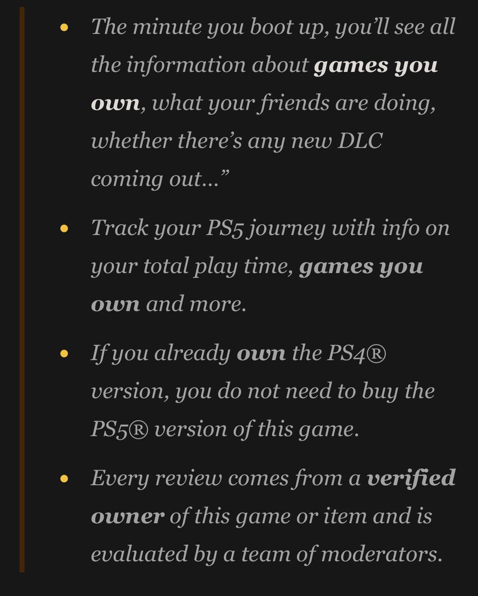 Levonaxper's tweet photo. LOOK AT THIS NOW 🔥🔥👇🏻👇🏻

Sony is arguing in court that it should be „obvious” to consumers that they don’t own the digital games they buy.

Meanwhile, fans have compiled a massive list of Sony repeatedly using phrases like „games you own” „verified owner” and „already own.”

When they want your money, you OWN it.
When they’re in court, it’s obvious you DON’T OWN it 😂😂 

Source: @Kotaku 
#NoDiscNoBuy #Playstation