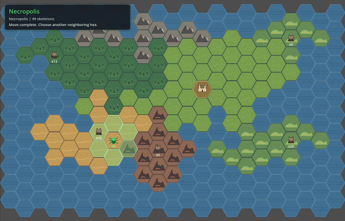 steve_dusk's tweet photo. Wanted to try Rust in Godot, so I started a small HOMM-inspired map/army game as a personal project. Looks like this so far: https://t.co/NmnEc52cEP