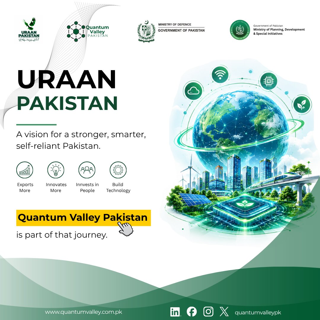 quantumvalleypk's tweet photo. Uraan Pakistan — Building a Stronger, Smarter, Self-Reliant Pakistan.
Quantum Valley Pakistan is proud to be part of this journey toward a future powered by knowledge, technology, and opportunity.

#UraanPakistan #QuantumValleyPakistan #Pakistan #Innovation #Technology https://t.co/3aHWORMohC