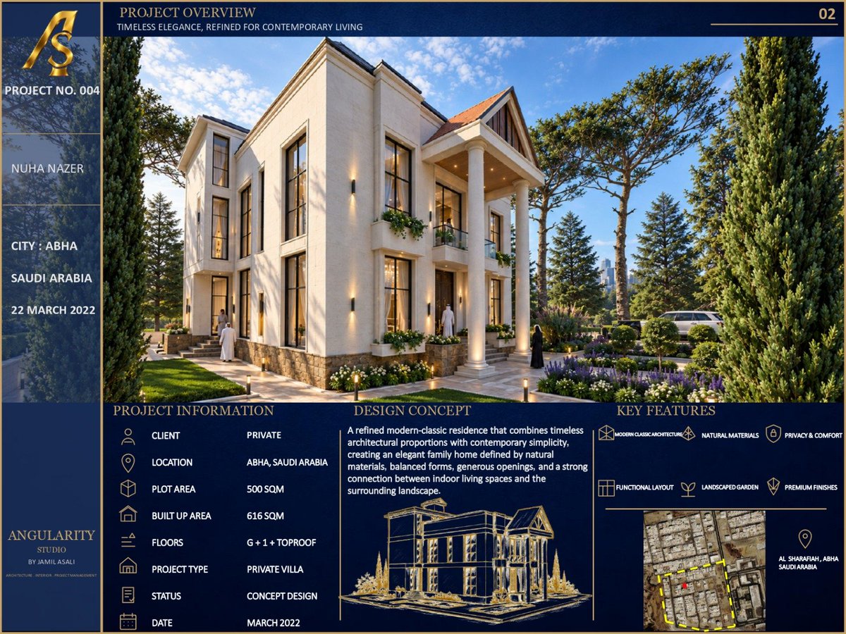 AngularityS2025's tweet photo. PROJECT 004 | Private Villa – Abha, Saudi Arabia 🇸🇦
A modern-classic residence combining timeless elegance with contemporary family living, focusing on privacy, natural light, ventilation and landscaped spaces.
 Angularity Studio
#Architecture #VillaDesign #Abha #SaudiArabia https://t.co/qSvZaAUyW1