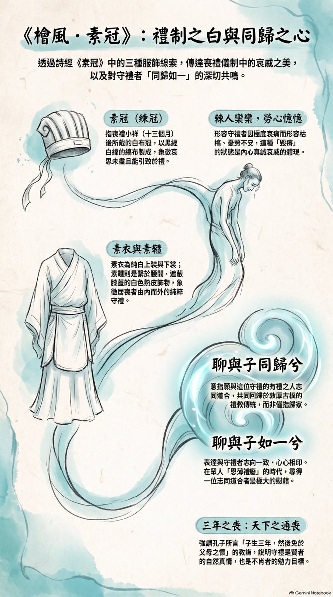 ionic_guan's tweet photo. #思無邪# 《詩經·檜風·素冠》

庶見素冠兮，棘人欒欒兮，勞心慱慱兮。

庶見素衣兮，我心傷悲兮，聊與子同歸兮。

庶見素韠兮，我心蘊結兮，聊與子如一兮。 https://t.co/L0RfQlp82t