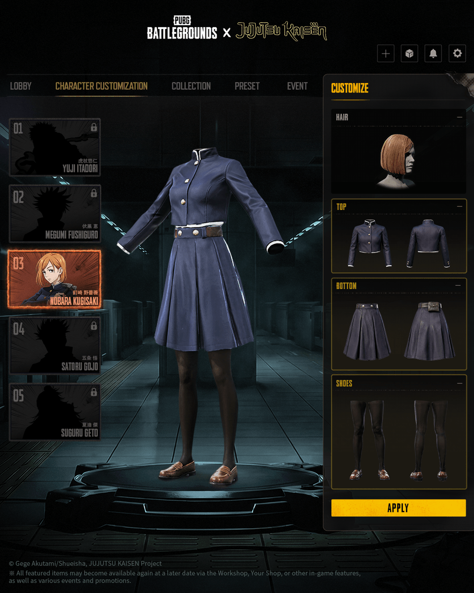 PUBG's tweet photo. Say hello to Erangel High's newest sorcerers. Class starts now.
PUBG x JUJUTSU KAISEN collaboration available for a limited time only.

#PUBG #BATTLEGROUNDS #PUBGxJujutsuKaisen https://t.co/iAjfWpUiW4