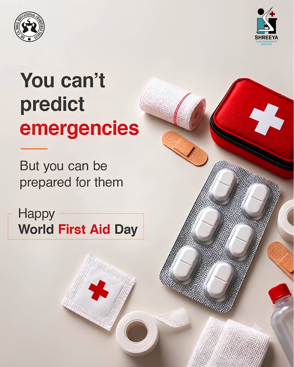 Shreeyanursing's tweet photo. 🚑 Be ready when the unexpected happens.
A little first-aid knowledge can go a long way in an emergency.
This World First Aid Day, take a moment to learn, prepare, and be ready to help. ❤️

#WorldFirstAidDay #FirstAid #FirstAidAwareness #EmergencyCare #BePrepared #HealthAwareness https://t.co/lh1e5sdJ61