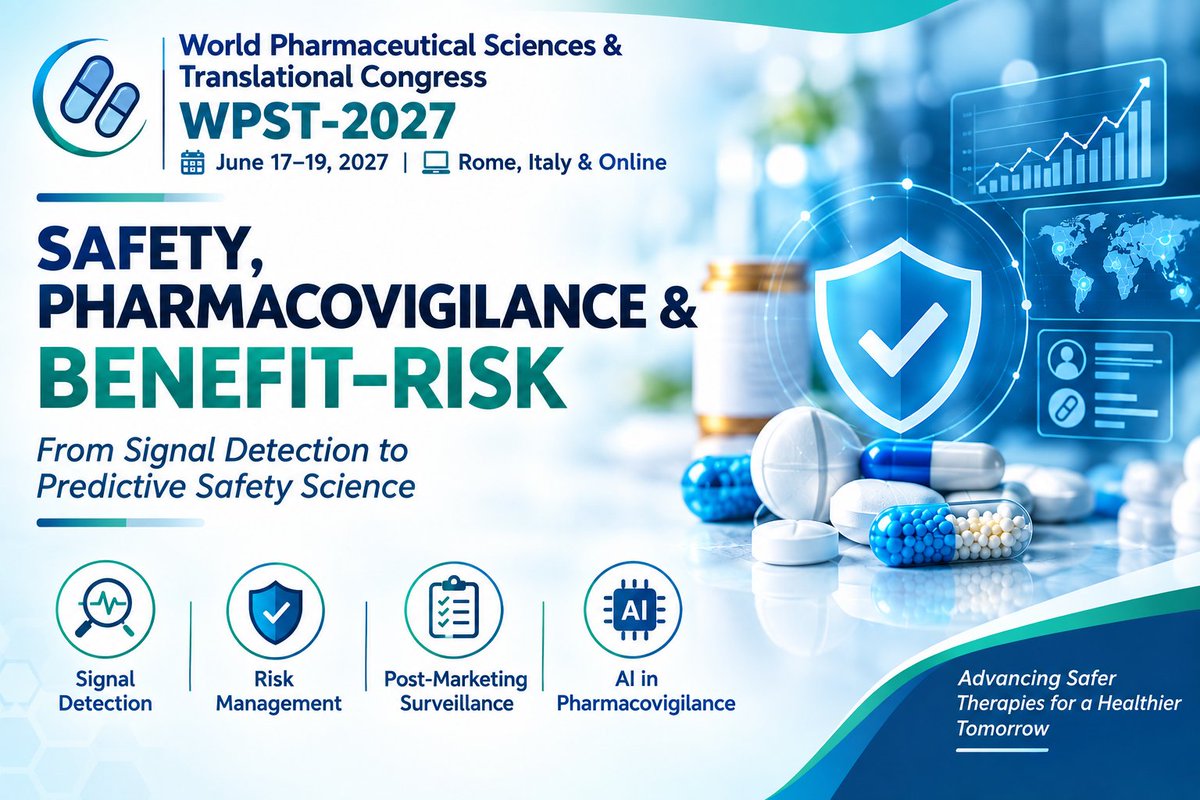 Pharma_Event's tweet photo. 🤖The future of Pharmacovigilance &amp; Drug Safety is being shaped by AI, real-world data, advanced analytics, and predictive safety strategies. 
📅 June 17–19, 2027
📍 Rome, Italy &amp; Online

📄 Abstract:
https://t.co/cqeLG9m3xy

#Pharmacovigilance #DrugSafety #PharmaceuticalSciences https://t.co/0MY9MEMCvA