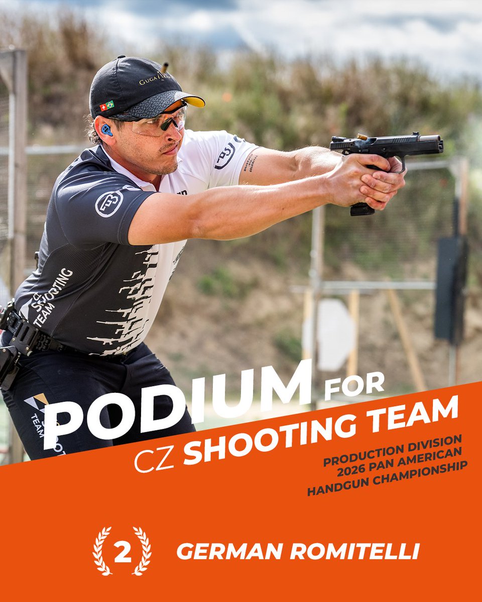 CZ_Firearms's tweet photo. Well-earned silver for German Romitelli!
Representing Argentina and the CZ Shooting Team, German secured second place in the Production division at the 2026 Pan American Handgun Championship in Aruba. He finished with an impressive score of 99.50% using his CZ SHADOW 2 ORANGE. https://t.co/JEDBdxT1kH