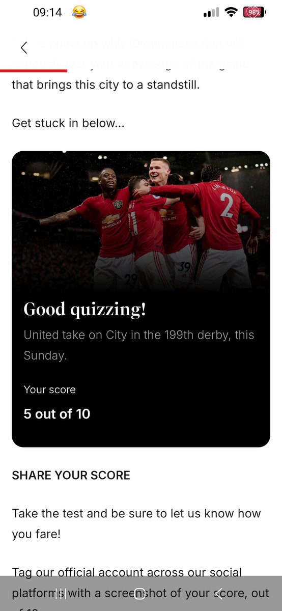 BritAthenaSF's tweet photo. My Quiz Score @ManUtd https://t.co/mSgp6Huf9T