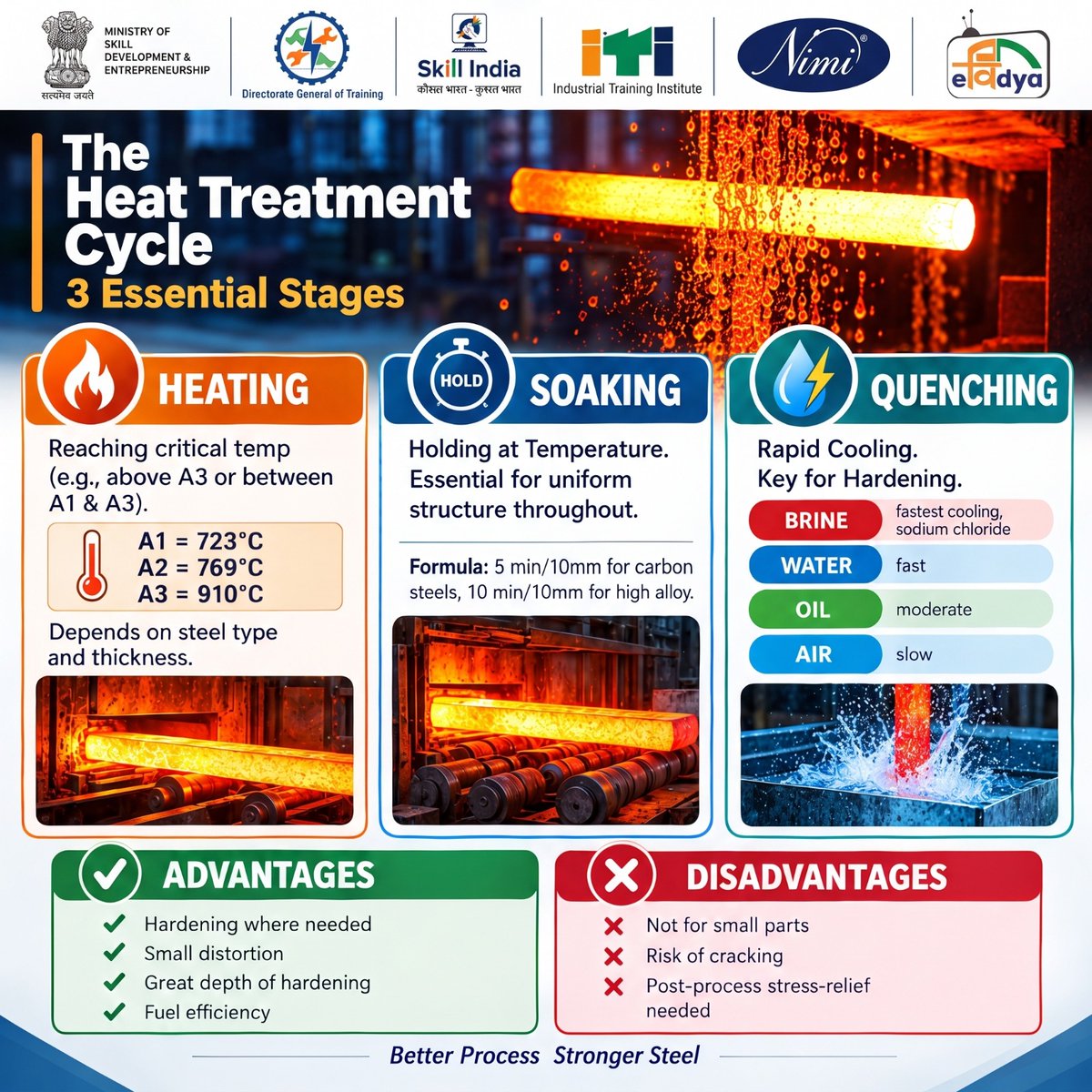 Nimi_ch_off's tweet photo. Fitter | Heat Treatment

Discover how the right heat treatment process transforms ordinary steel into stronger, tougher, high-performance material. From heating and soaking to quenching, every stage plays a vital role in achieving the desired properties.

#Fitter #HeatTreatment https://t.co/1m5nRr0MLJ