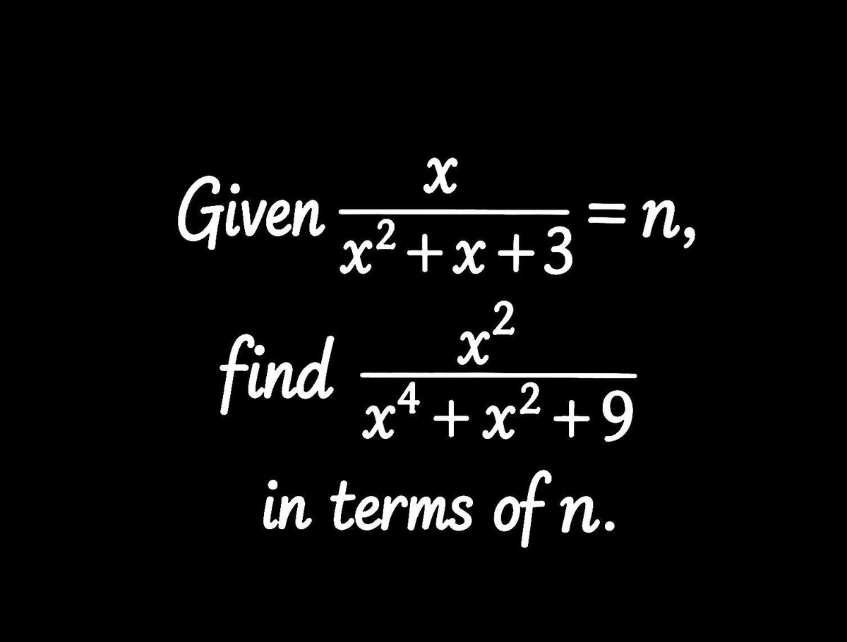 ZahlenRMD's tweet photo. Back to basics: Algebraic Manipulation
by Abels Identity

Hint: Reciprocal 👌

Suggested solution on our YT channel
https://t.co/SHqAabKXO5

#sharingisthenewlearning https://t.co/ggzv4uGT0s