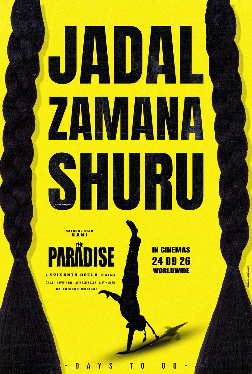 SuryaChelluri's tweet photo. #TheParadise Poster Design ✨
JADAL ZAMANA in 11 Days 🔥🔥

@TheParadiseOffl 💥 https://t.co/W6zwsvPvf2