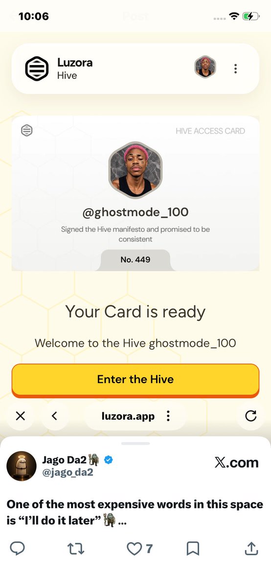 Ghostmode__100's tweet photo. Now a happy bee in this hive 
Let’s make honey 💰 https://t.co/BnuTAD3nH6
