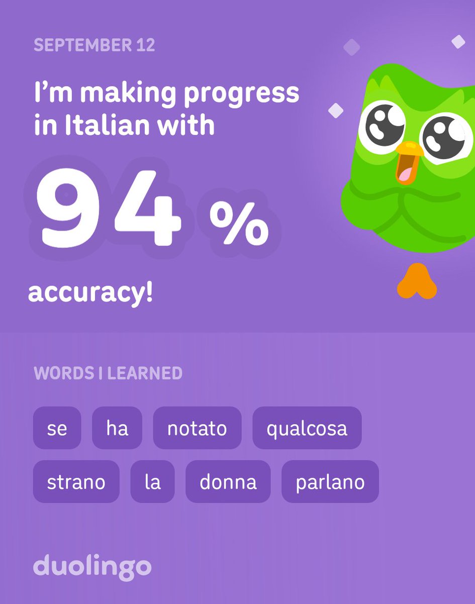queensnepa's tweet photo. I’m learning Italian on Duolingo! It’s free, fun, and effective. https://t.co/CeDUuMdHq4