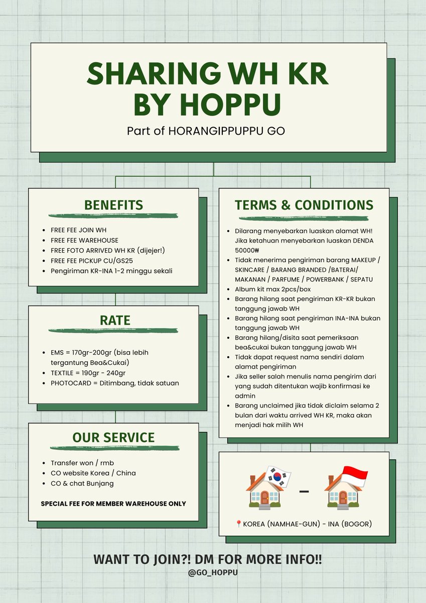 GO_HOPPU's tweet photo. ✨🇰🇷 SHARING WH KR BY HOPPU 🇰🇷✨

Bingung cari wh kr yang murah &amp; trusted? Yuuk join Sharing WH KR by HOPPU! 🛒📦

🆓Free fee WH
✅Pickup GS25/CU
📸Foto arrived WH KR, dijejer!
💸Tax pc/postcard ditimbang
💨TF won &amp; CO web &amp; Bunjang

More detail on pict..💖 https://t.co/S96Az3r6n1