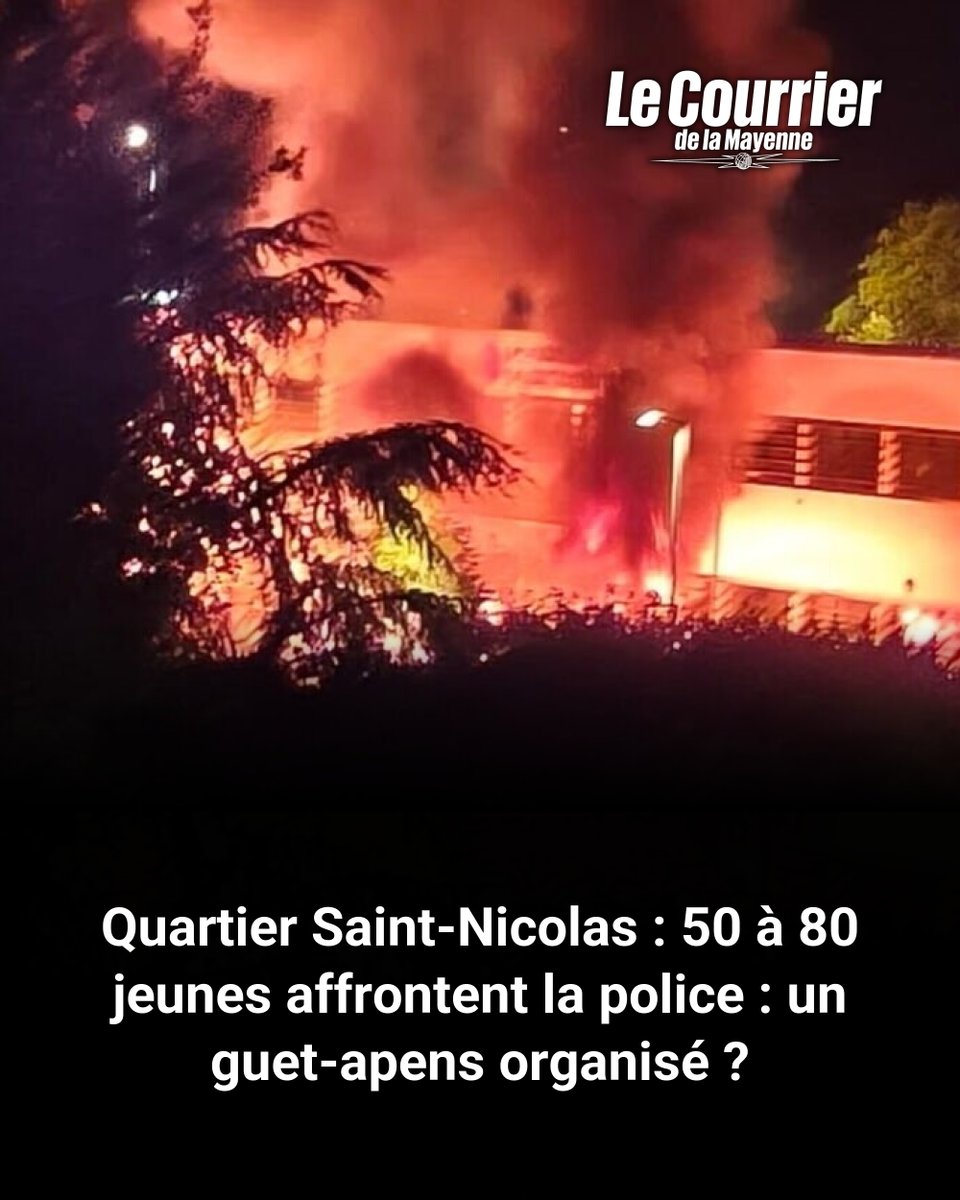CDLM53's tweet photo. À Laval, des émeutes éclatent dans le quartier Saint-Nicolas, des affrontements entre 50 à 80 jeunes et la police nécessitent des renforts.
➡️ https://t.co/ujODwEMacX https://t.co/JFNdUoHe67
