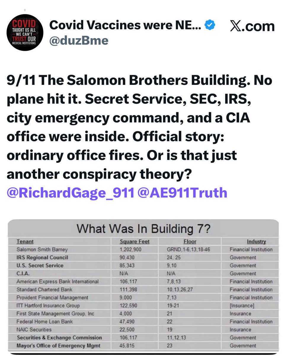 duzBme's tweet photo. @KSCUBKEE @martin843345752 The tennents of WTC7 is where the truth lies 9/11 https://t.co/fliVBHkn6L