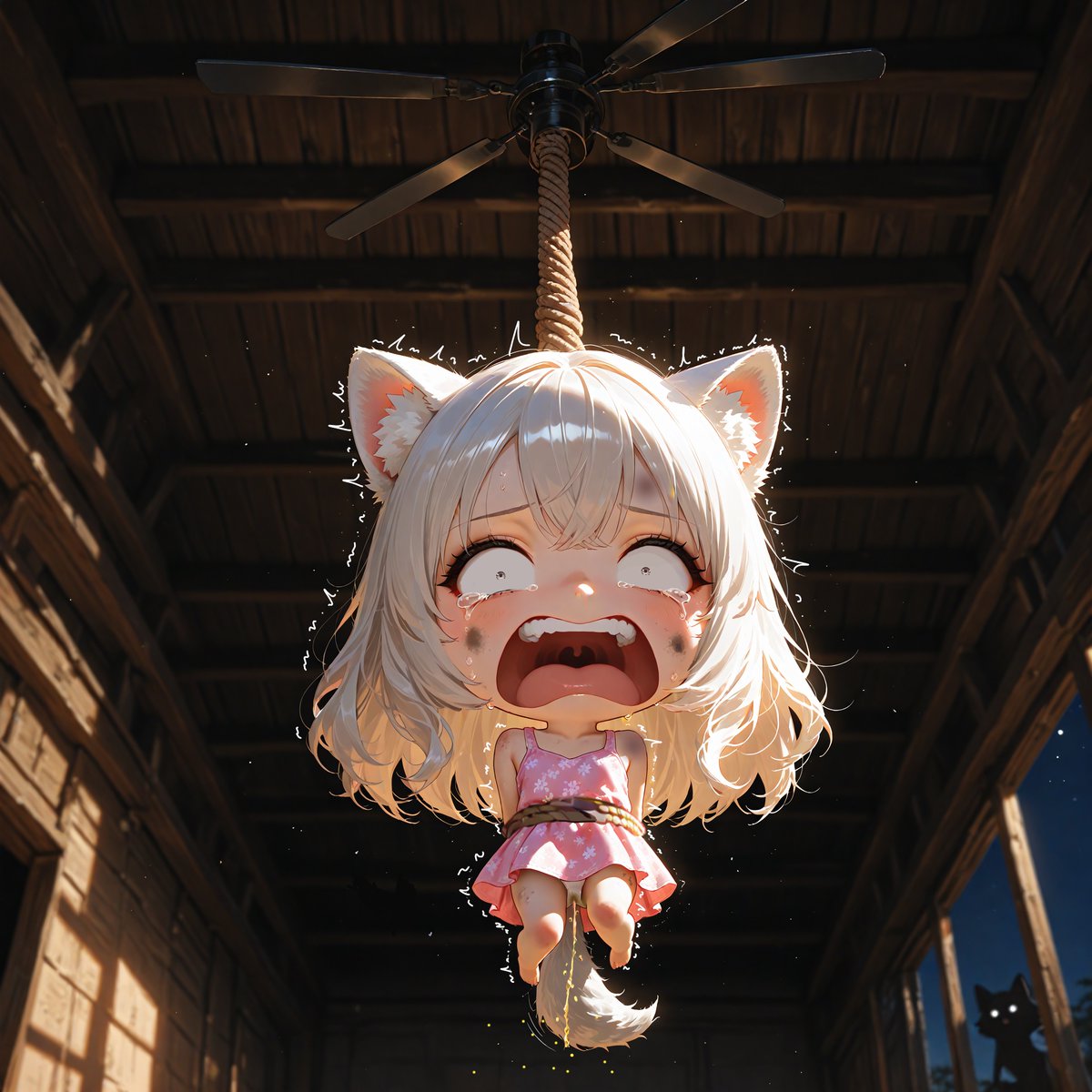 Nutsawolf's tweet photo. モップ：
「うぎゃああ‼️‼️旦那様、ごめんなさい‼️‼
高い！！モップ怖いよぉ!!うぅあああ!!」

旦那様：
『どうやら効果は抜群だな😈。
今夜は天井にいてもらおう‼️
はははは！』

モップ：
「旦那様、行かないで‼️ごめんなさい‼️
お願い、モップを許して💦
モップを下ろしてください‼️うぎゃああ‼」 https://t.co/ZCXX1nuXwI