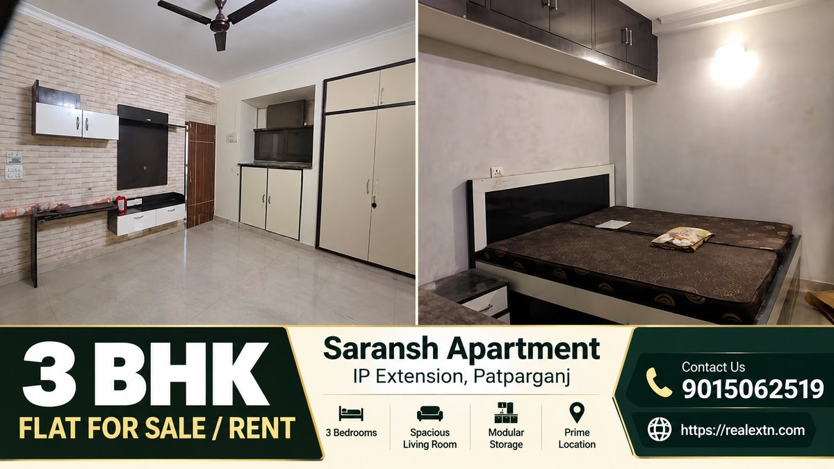 RealExtn's tweet photo. 🏡 3 BHK for Rent | Saransh Apartment, IP Extension

1,450 Sq. Ft. | 4th Floor | Renovated
💰 ₹40,000 + ₹3,500 Maintenance
🔐 2 Months’ Security Deposit
📞 9899226354
🌐 https://t.co/VN1MDaFAvQ
#IPExtension #Patparganj #3BHKForRent #DelhiProperty https://t.co/8LPVLT0m2v
