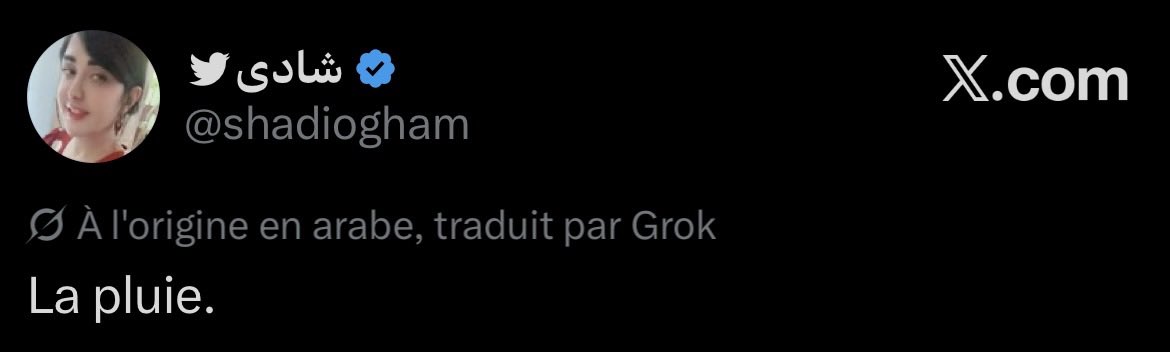 madameshery's tweet photo. @shadiogham @grok cette langue que tu l’as traduit n’est pas ARABE !!!! C’est persan ( ou perse ou Farsi ) ! Arrête de me traduire en disant : “à l’origine en arabe,…”! 🤬😤 tu es con ou quoi ?!
گروک خنگ! این زبانی که هی میای برای من ترجمه میکنی عربی نیست احمق! فارسیه! https://t.co/BAW8HYztze