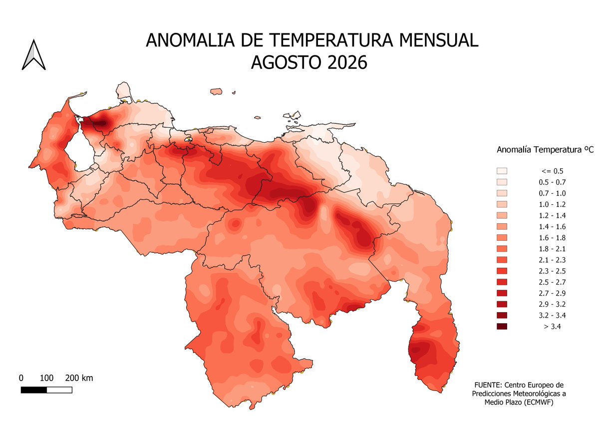 cgilsolorzano's tweet photo. Se presentan los mapas de anomalía de temperatura de mayo a agosto de 2026, donde se evidencia el incremento progresivo de las anomalías térmicas, así como la expansión de las áreas con valores significativos en gran parte del territorio nacional https://t.co/CbvYYaijaA