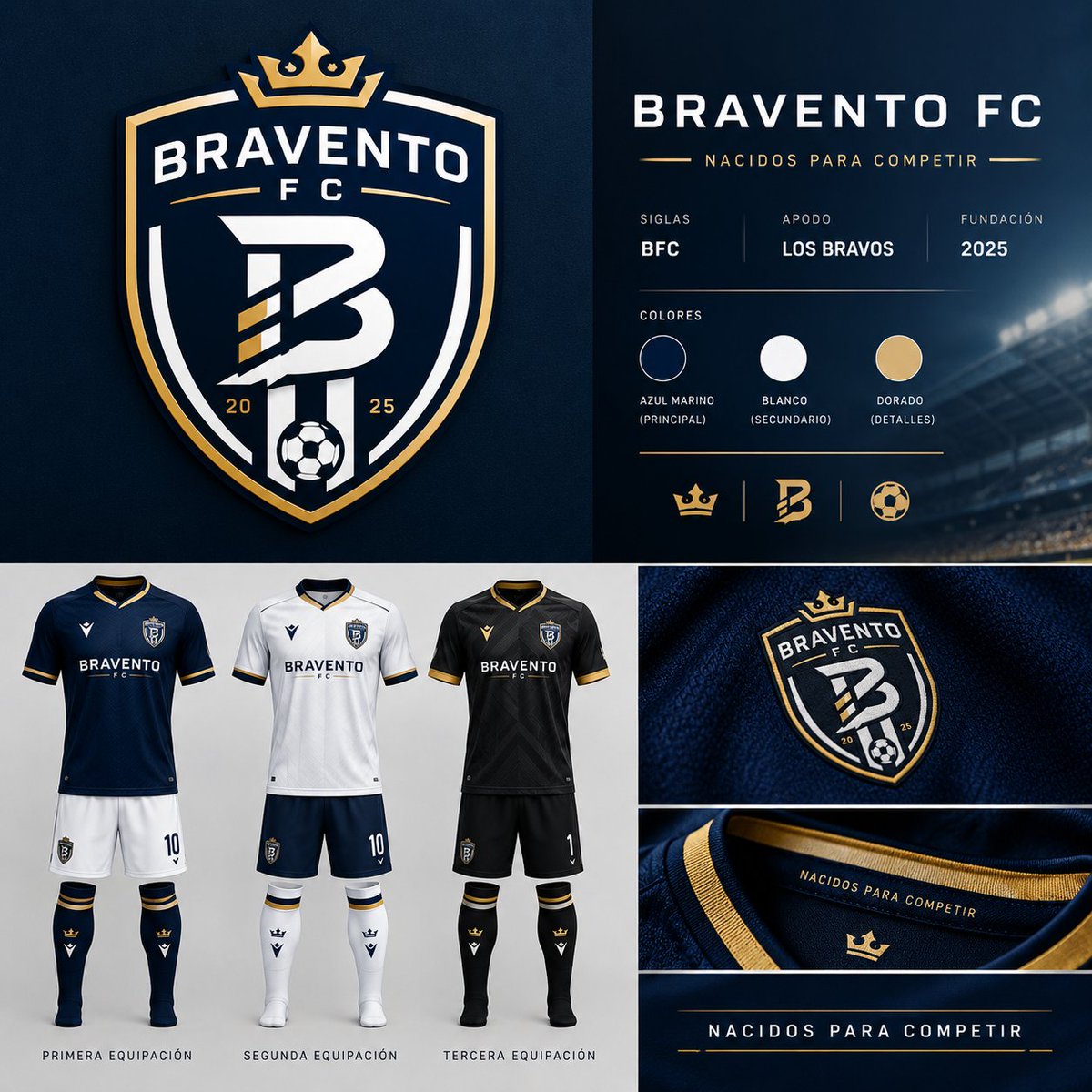 BraventoFC's tweet photo. ¡El momento ha llegado! 👑⚽️
​Es un honor presentarles a BRAVENTO FC. Un club nacido para competir, para dejar huella y para elevar el estándar.
​Conozcan nuestra identidad, colores y el legado que estamos listos para construir. ¡Estamos listos
​#BraventoFC #NacidosParaCompetir https://t.co/M9uXBxUeRA