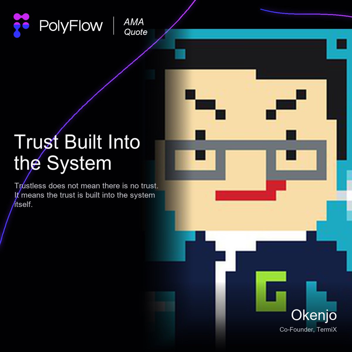 Polyflow_PayFi's tweet photo. Trustless does not mean trust disappears. It means trust moves into the system.

“Trustless does not mean there is no trust. It means the trust is built into the system itself.”

— Okenjo, Co-Founder, @termix_ai 

#AIAgents #Onchain #Web3