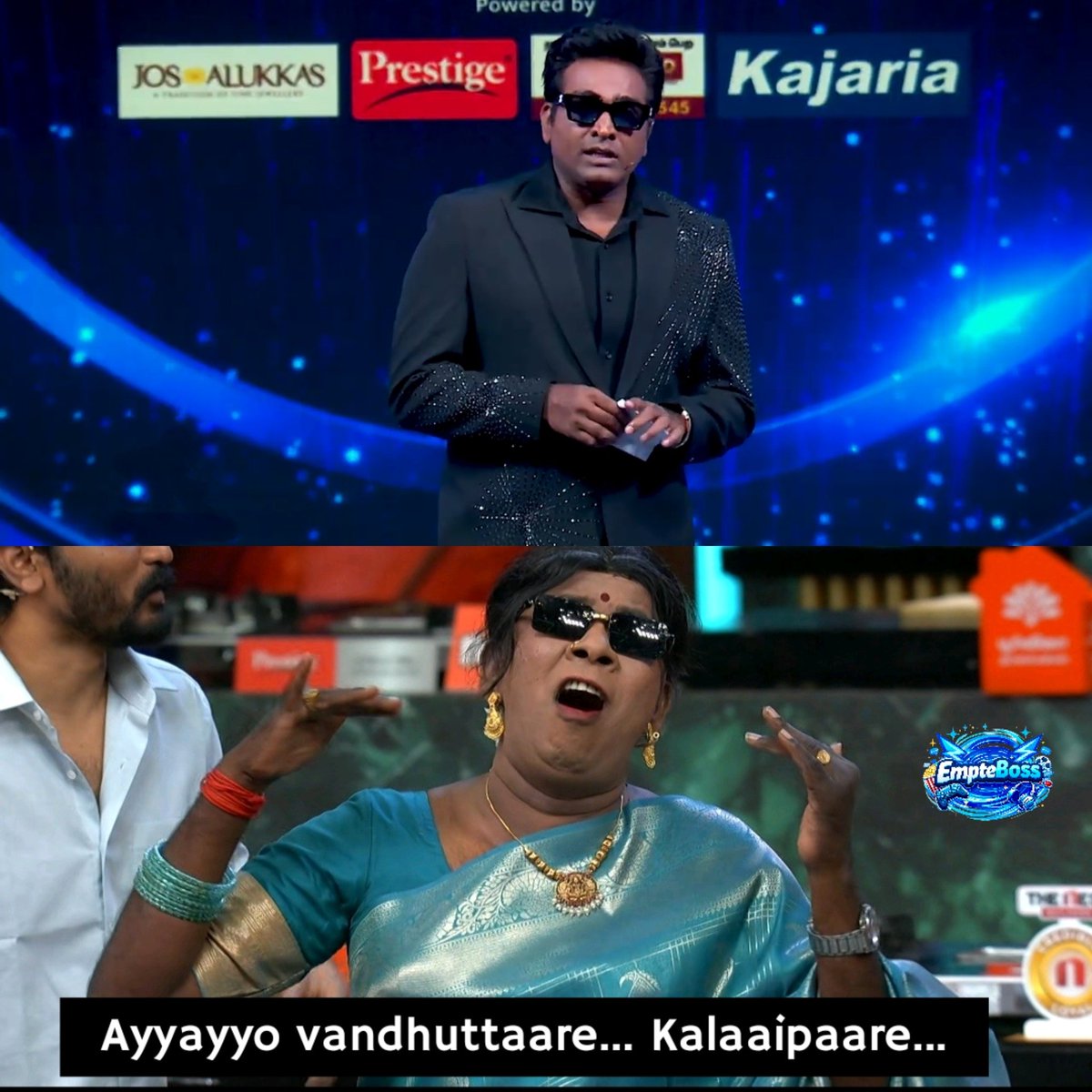 EmpteBoss's tweet photo. Today’s audience be like: Ayyayyo, vandhuttaare! Kalaipaare… kalaipaare! 😂🔥

#BiggBossTamil10 #BiggBoss #EmpteBoss #Vijaysethupathi #BiggBossTamil https://t.co/7rjbOECvKJ