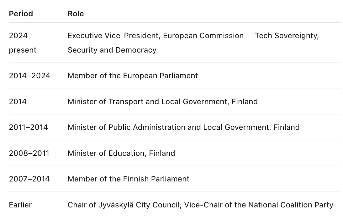 eurofounder's tweet photo. This is the work experience of the EU technology chief https://t.co/Odu0Tvlc9i