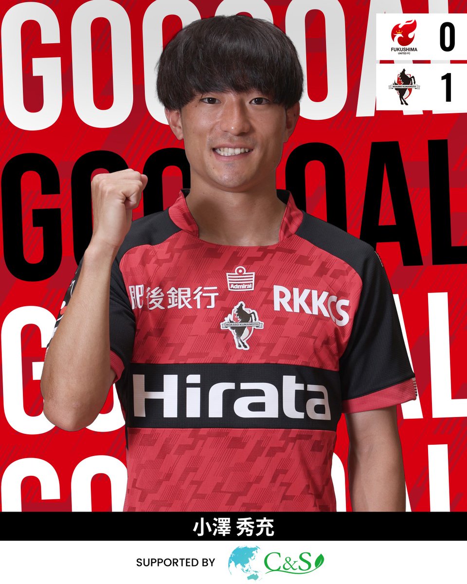 roassoofficial's tweet photo. GOOOOAL!!!⚽

福島ユナイテッドFC 0-1 #ロアッソ熊本
前半29分
得点者：#小澤秀充

#やりきれだしきれつかみとれ https://t.co/GEikwvuN7X