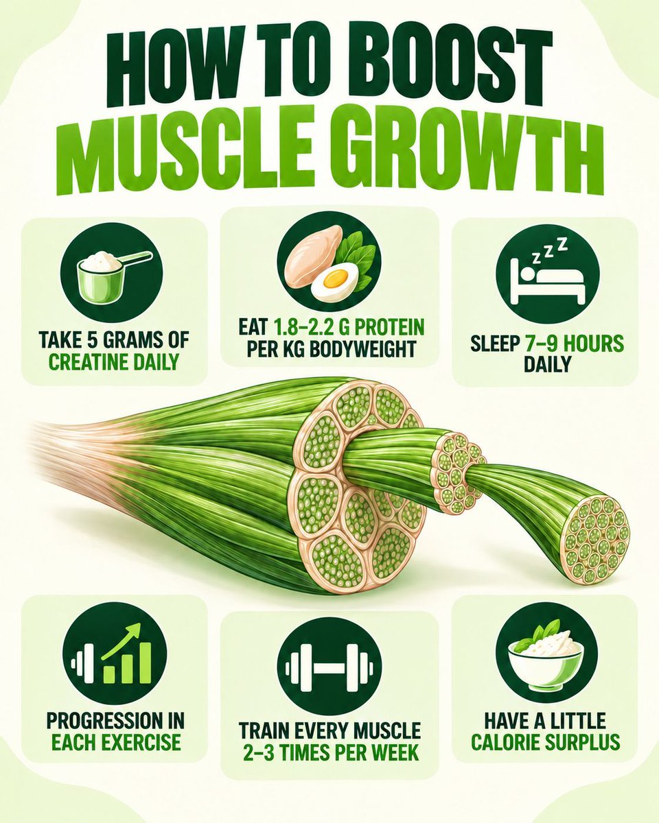 brisk_fit's tweet photo. Muscle growth isn’t built in the gym alone. Progressive training creates the stimulus, while enough protein, quality sleep, proper recovery and a small calorie surplus help your muscles grow.

Train smart. Recover well. Stay consistent. https://t.co/zocJ1h4VnZ
