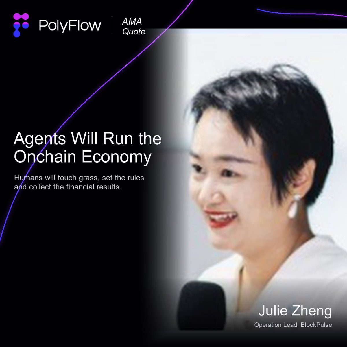Polyflow_PayFi's tweet photo. Agents may become the main users of onchain economies—while humans set the rules and capture the results.

“Humans will touch grass, set the rules and collect the financial results.”

— Julie Zheng, Operation Lead, @BlockPulse_Web3 

#AIAgents #OnchainEconomy #Web3