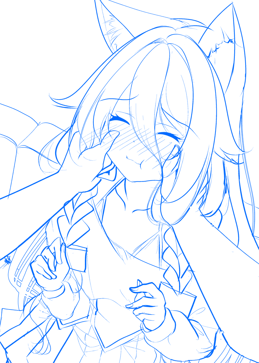 btbta1234's tweet photo. 猫耳IAちゃんのほっぺをむにむにする落書きのラフでけた！！ https://t.co/xHV60c3LwA