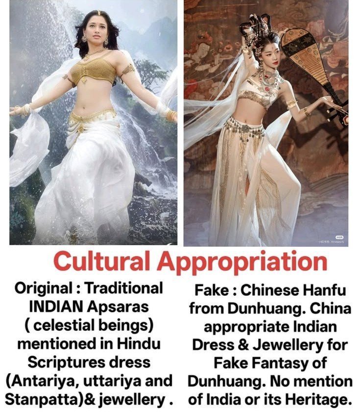 aslichin_'s tweet photo. @gu3402821871913 Apsaras are Indian fairies.

Dunhuang clearly shows which one is indian clothing, which one is sogdians and which one is chinese.

Yet chinese today specifically steal indian clothing and claim it as dunhuang.

Apsaras are indian fairies, all you are doing is indian cosplay. https://t.co/KgjaPDuncW