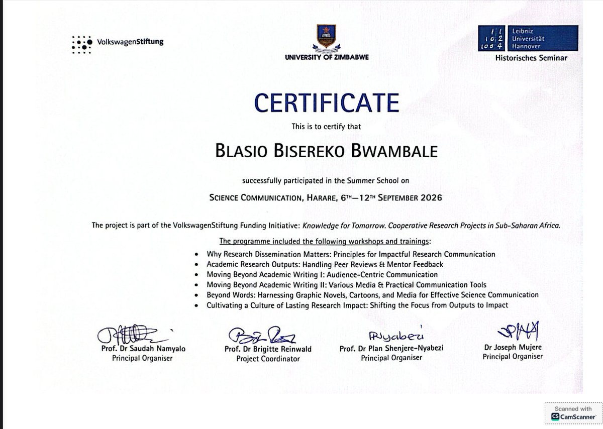 BiserekoB's tweet photo. It was such an exciting experience attending a summer school at the University of Zimbabwe about Science Communication.
Thank you for the opportunity please https://t.co/Had5UT4j6j