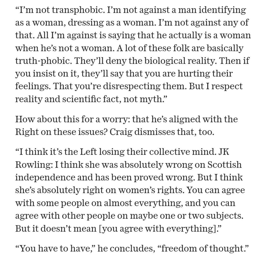 Buhjuhwuh's tweet photo. @ScotNational Worth reading the actual quote. Not anti-trans, but anti-forcing-people-to-adhere-to-untruths. https://t.co/5JS90m1oyQ