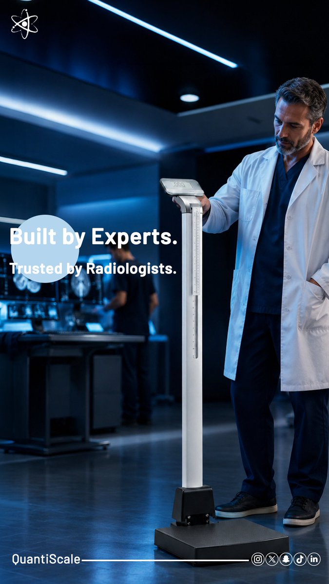 QuantiScale_'s tweet photo. We know what radiologists face daily – tight schedules, critical data, and high patient volume. That's why our smart scale was engineered with direct input from clinical experts to address real-world needs. https://t.co/h1kH1NxGvQ