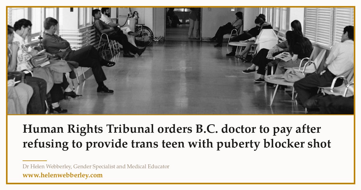 A doctor refused to inject a teen's already-prescribed puberty blocker. His reasons? Religion. Expertise. The tribunal dismissed both. My full take: https://www.helenwebberley.com/news/bc-doctor-ordered-pay-refusing-trans-teen-puberty-blocker?utm_source=x&utm_medium=social&utm_campaign=news&utm_content=news_642&utm_term=1209