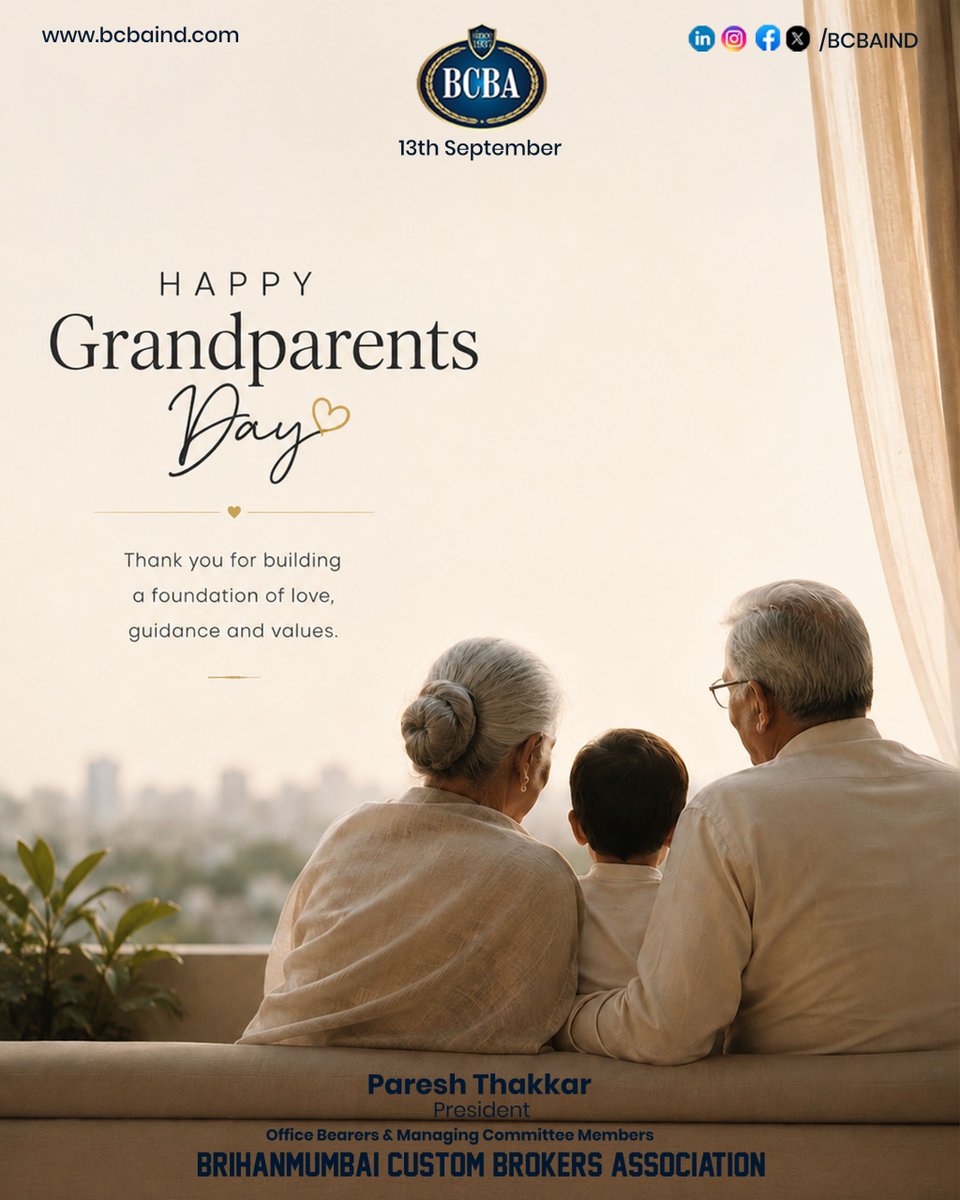BCBA_IND's tweet photo. Some of life’s best lessons come wrapped in love.
Celebrating the grandparents who give us wisdom, warmth, and memories to cherish.
Wishing all grandparents a very Happy Grandparents Day!
.
.
.
#GrandparentsDay #Generations #FamilyValues #BCBA https://t.co/pY3LI7pDU6