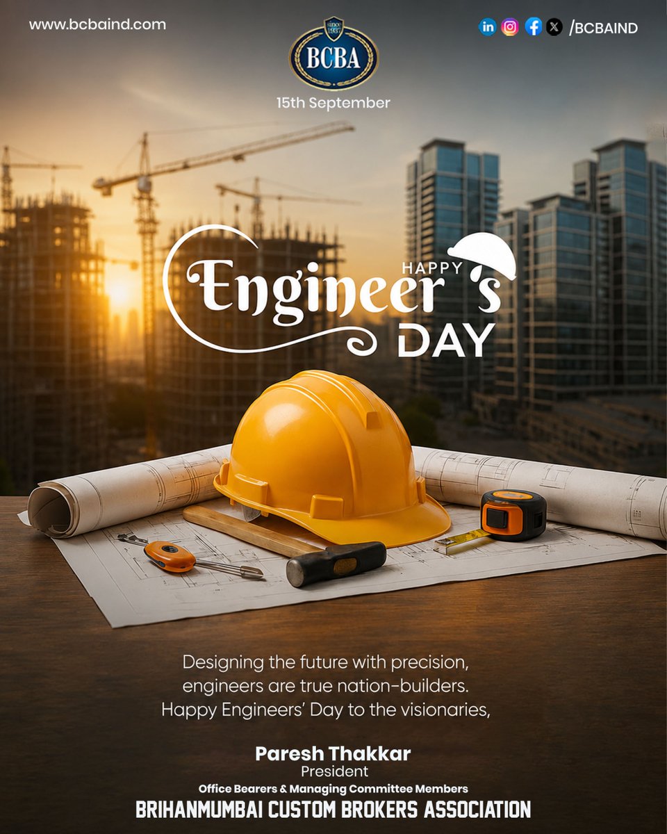 BCBA_IND's tweet photo. They don’t just build things. They build what comes next.

Wishing all the brilliant minds shaping our world a day worth celebrating. Happy Engineers’ Day!
.
.
.
#EngineersDay #HappyEngineersDay #BCBA https://t.co/QhSqGycsIc