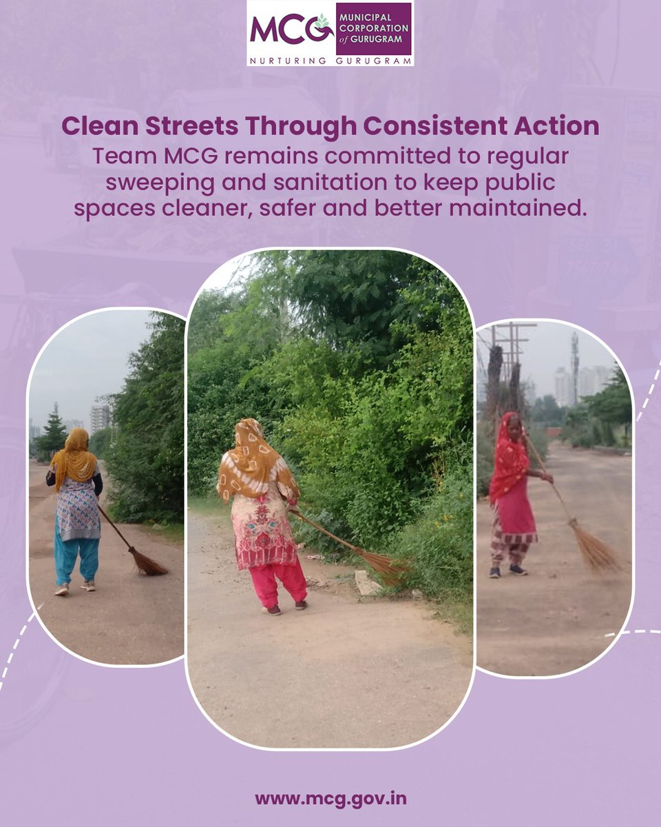 MunCorpGurugram's tweet photo. With regular sweeping and consistent on-ground action, Team MCG continues its efforts towards a cleaner Gurugram.
#MCG #Gurugram #OnGroundAction #CivicMaintenance #SwachhBharatMission #MCG #SwachhtaHiSeva #DeepCleaning #MunicipalCorporationGurugram #SwachhGurugram #CleanGurugram #Gurugram #SanitationDrive #HaryanaShaharSwachhtaAbhiyan2026 #TeamMCG #GreenCity #MyCityMyResponsibility
@MoHUA_India @YTKDIndia @SwachhBharatGov @SwachhBharat @MoHUA_India @MoJSDDWS @cmohry @NayabSainiBJP @Rao_InderjitS @VipulGoelBJP @csharyana @DiprHaryana @PradeepIAS_HR @OfficialGMDA @CPCB_OFFICIAL @CAQM_Official