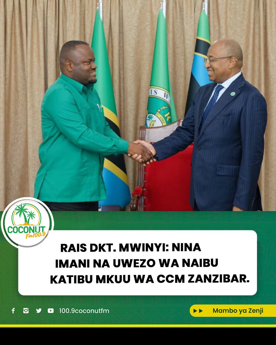 roker_bitch's tweet photo. Zanzibar President Dr. Hussein Ali Mwinyi congratulated Abdi Mahmoud Abdi on his appointment as CCM Zanzibar Deputy Secretary-General, urging him to work diligently and pledging full support. Abdi vowed to serve the party effectively. https://t.co/SlhUJjnfU9