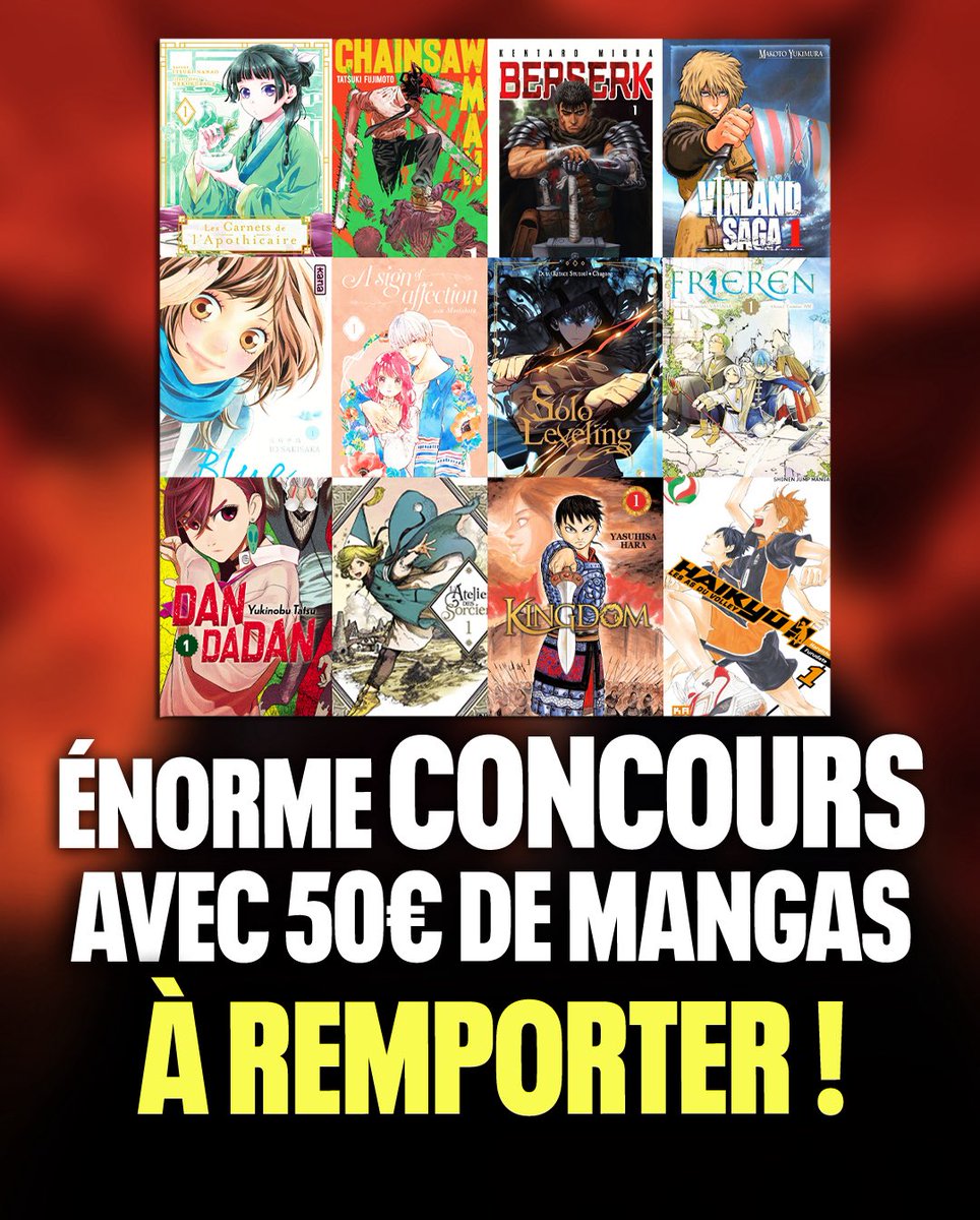 Tokanim_FR's tweet photo. 🚨 JEU CONCOURS !

50€ DE MANGA AU CHOIX à gagner pour la sortie de l’application MangaShiori qui permet de suivre tes mangas !

Pour participer :  
🔄 Retweet ce post 
❤️ Follow  @Tokanim_FR et @MangaShiori 
✅ Commente en mentionnant un ami

📆 Tirage au sort : 20 Septembre ! https://t.co/CYtJxzZMyj