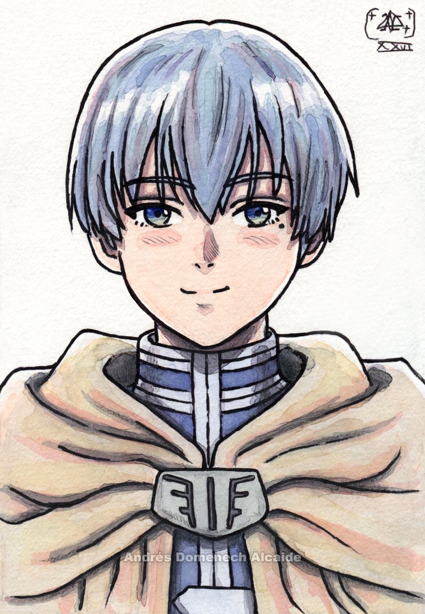 Vladsnake's tweet photo. Himmel the hero. ✨

Frieren.
Fern.
Stark.
Heiter.
Eisen.
And finally, Himmel.
Six paintings. The circle is complete.
#Frieren #Himmel #Watercolour #FanArt https://t.co/MadOE2ceYO