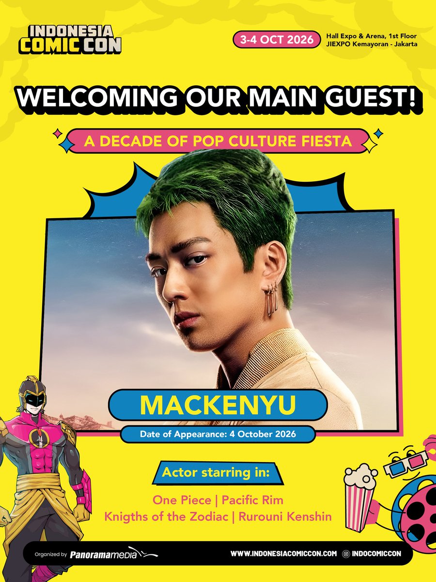 indocomicconx's tweet photo. ‼️ TIME TO DROP THE NAME ‼️
Drumroll, please… 🥁

🎬 Please welcome… MACKENYU @Mackenyu1116 

He's making his first-ever visit to Indonesia at Indonesia Comic Con 2026, bringing that same fighting spirit straight to Jakarta! ⚔️🔥

Don't miss your chance to meet him in person 🫶 https://t.co/dpW7ZlDm7l