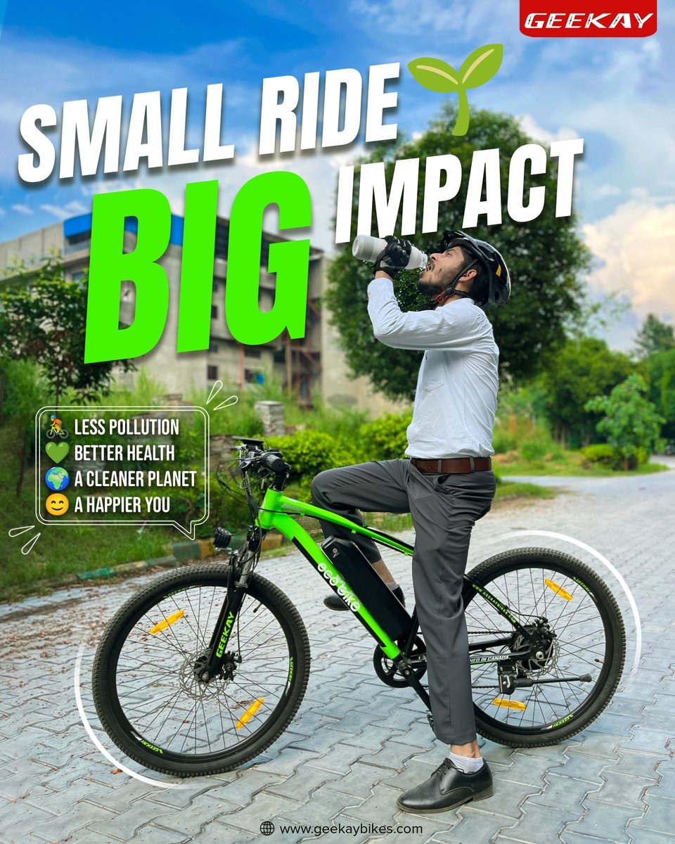 GeekayBikes's tweet photo. Small ride, big impact! 🚴‍♂️💚 Choose eco-friendly rides for a healthier you and a cleaner planet. 🌍
#GeekayBikes #EcoBike #GoGreen #SustainableLiving #CleanPlanet #CyclingLife #RideGreen https://t.co/i9Xsm5Dypl