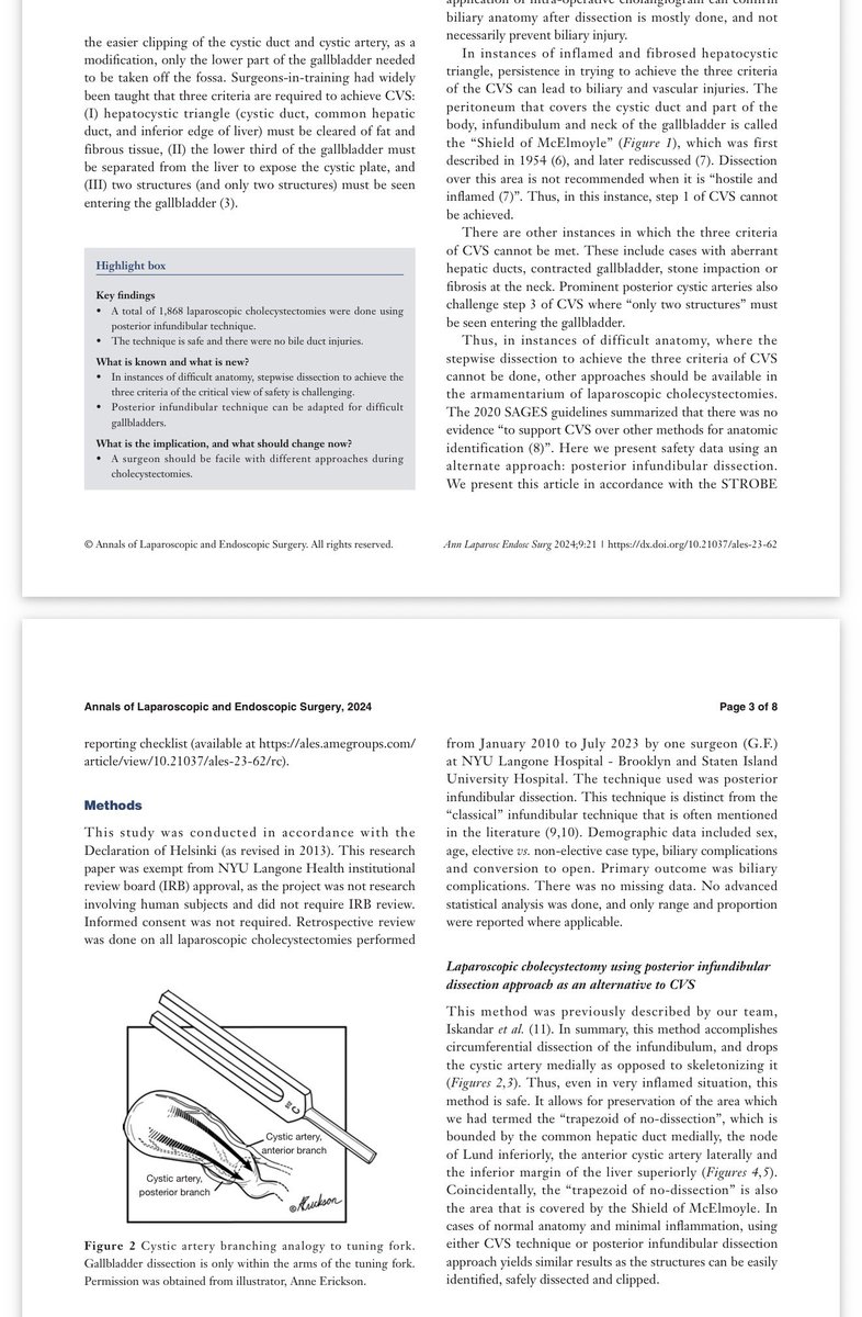 drferzli's tweet photo. A tribute to Dr. Chau Hoang—an exceptional surgeon, a brilliant mind, and a wonderful human being.

Being critical of the critical view of safety: alternate approach in the armamentarium for laparoscopic cholecystectomy. 

Hoang CM, Ferzli G.

Ann Laparosc Endosc Surg. 2024;9:21. doi: 10.21037/ales-23-62⁠

#SafeCholecystectomy #LaparoscopicSurgery #RoboticSurgery #GeneralSurgery #BileDuctInjury #SurgicalSafety #MedEd #SurgicalEducation #SurgEd #MISurgery #SoMe4Surgery #Commonbileduct #biliarytree #BileDuctInjury #Choledocholithiasis
