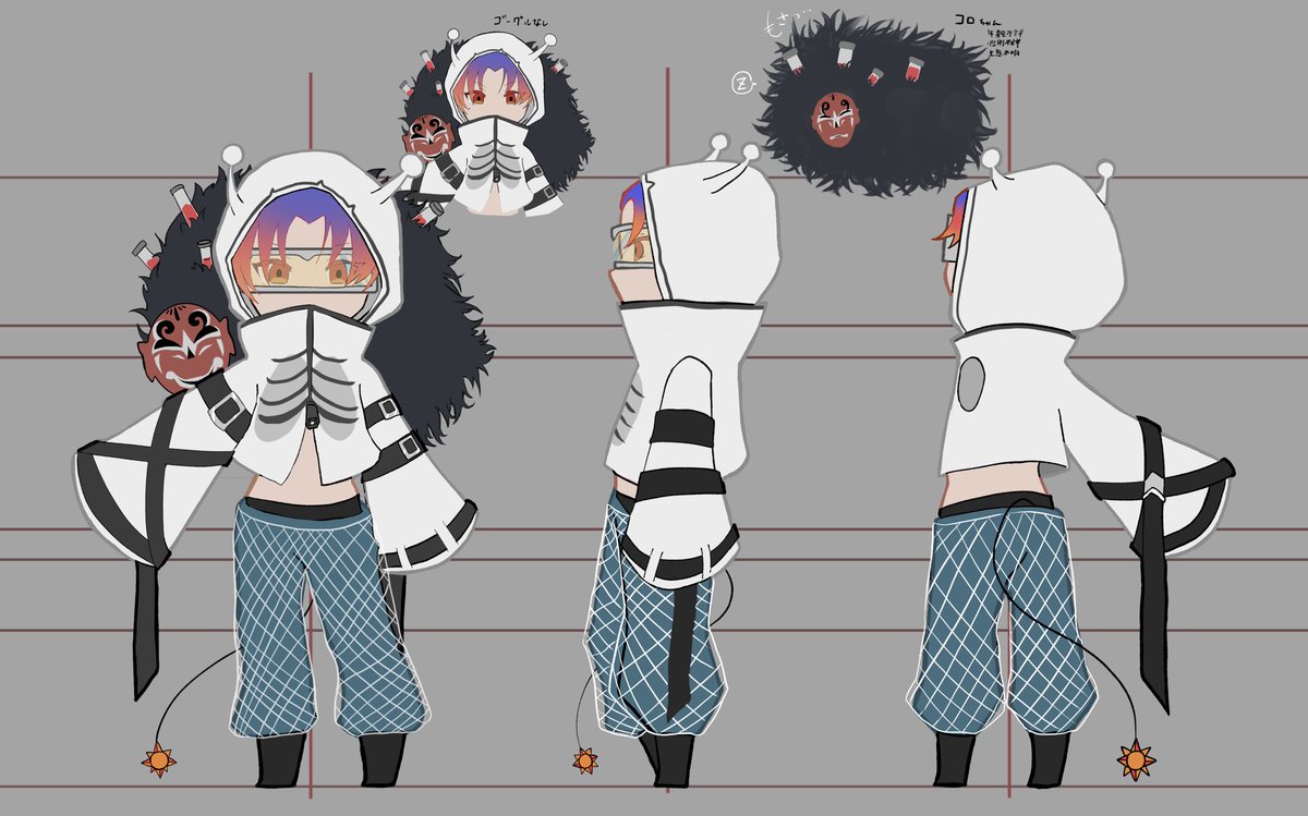 Ringo_usagi15's tweet photo. 一部三面図あったから出しちゃう〜〜～コロナくん！

#擬人化 #イラスト  #illustration https://t.co/ZMJguQmA18