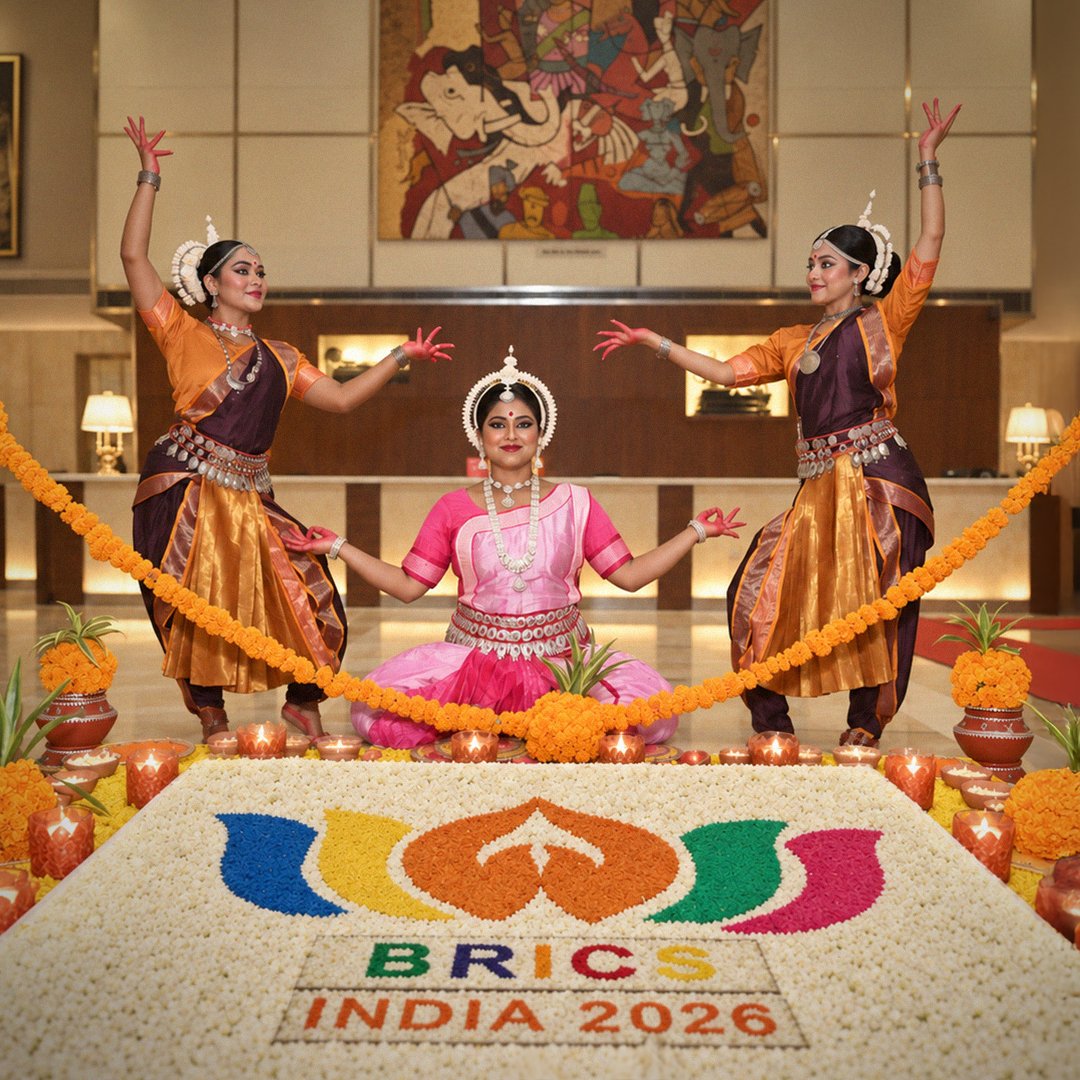 TheLalitGroup's tweet photo. A glimpse of The LaLiT New Delhi, set for BRICS 2026.

Thoughtfully curated spaces, meticulous details and a special DEI welcome reflecting India’s spirit of hospitality and inclusion.#bricssummit https://t.co/fSLoFAgNHr